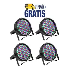 4 Cañón Led Reflector 54x3 Rgb W Audio Rítmico Estrobo Pack