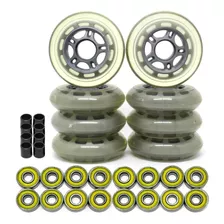 Kit 8 Rodas Patins Roller Inline 80mm Rolamentos E Espaçador