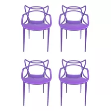 4 Cadeiras Sala De Jantar Cozinha Gourmet Top Chairs Roxa