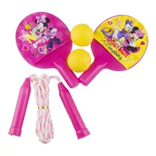 Kit Com 2 Raquetes De Ping Pong E Pula Corda Minnie Disney