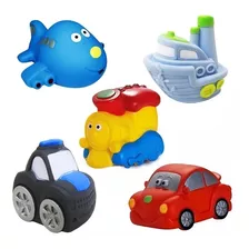 Kit Com 5 Brinquedos De Vinil Para Bebê Transportes Maralex