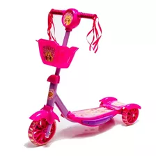 Patinete Com Cestinha Meninas Rosa Com Luz E Sons Belinda