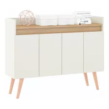 Aparador Rack Modular Retro 4 Puertas Casahogar Color Blanco