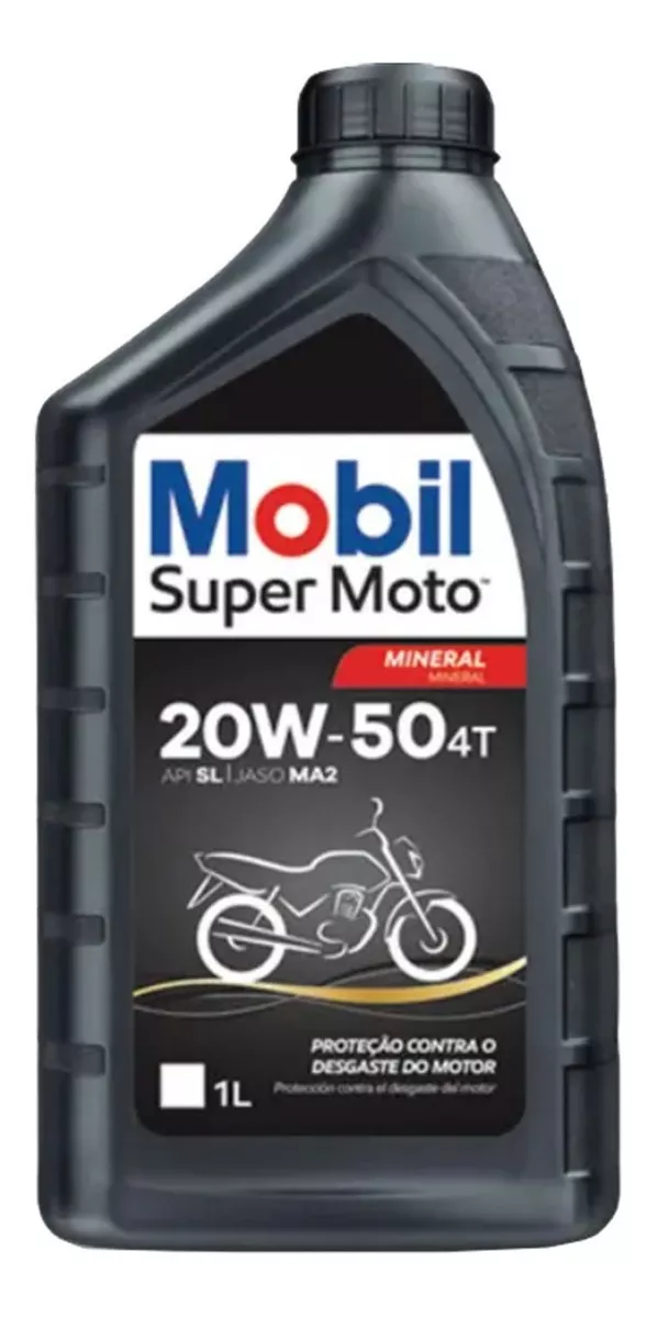 Óleo Lubrificante Motor Mobil Super Moto 4t 20w-50 Mineral 1 Litro