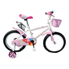 Bicicleta Infantil Lumax Aro 16 Rosado Con Rueditas