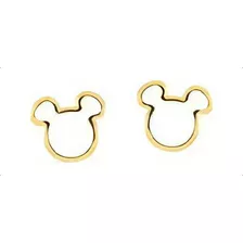 Brinco Semijoia Amoeto Mickey Banhado Ouro 18k