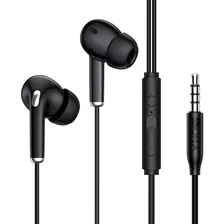 Audífono Alambrico Manos Libres In Ear Con Mircrófono Aut123 Color Negro