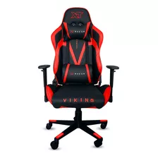Cadeira De Escritório Gamer Xt Racer Viking Couro Sintético Cor Preto E Vermelho