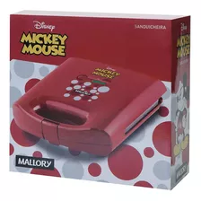 Sanduicheira Mickey Mouse Mallory Elétrica Vermelha 750w