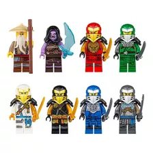 Kit Bonecos Ninjago Mestre Jay Lloyd Kai Snake Blocos