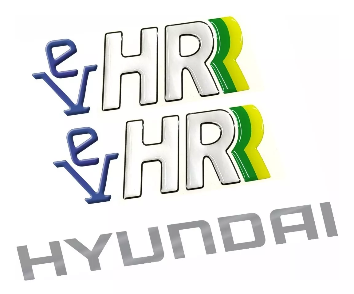 Adesivos Emblemas Hyundai Ev Hr Porta + Capo Resinado Hr02