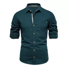 Camisas De Algodón Para Hombre, Camisas De Manga Larga Para