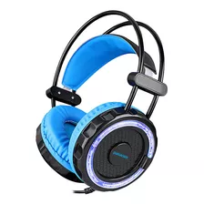 Auricular Gaming Panacom Gm-8220hp Luces Led + Micrófono Color Azul