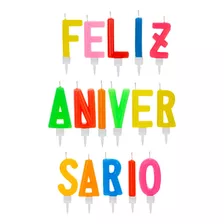 Vela Letras Feliz Aniversário Colorida 16 Peças - Art House