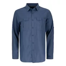 Camisa Manga Larga Elden Melange De Hombre Azul Marino