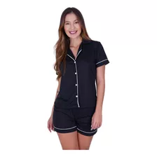 Pijama Blogueira Botões Feminino Linha Noite Conforto 