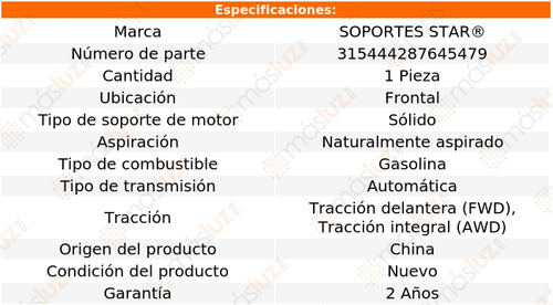 (1) Rep Soporte Trans Del Grand Voyager V6 3.0l 92/95 S Star Foto 2