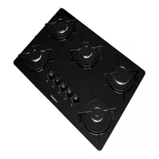 Cooktop 5 Bocas Preto Esmaltado Mesa Em Vidro Nardelli