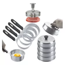 Kit 1 Modelador Hamburguer Chapeiro+ 5 Abafador+ 5 Molde Ovo