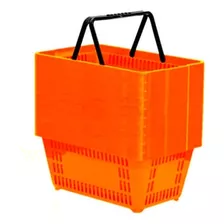 Kit - 10 Cestas De Compras Plástica 16l Laranja 