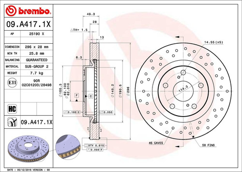 Discos Brembo Xtra Toyota Rav 4 2.5 2013-2019 Del Par Foto 2