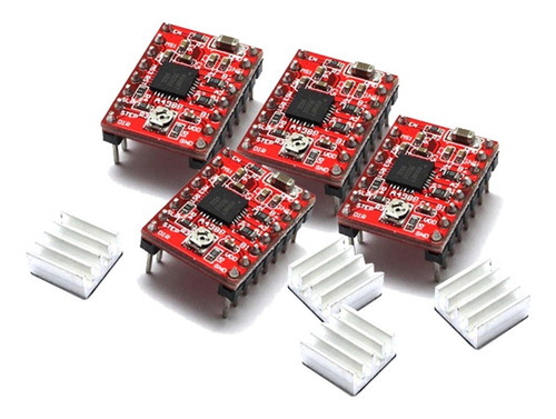 Pack 4 Driver Motor A4988 Pololu Arduino Disipador Ptec