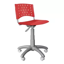 Cadeira Plástica Giratória Singolare Vermelha Base Cinza