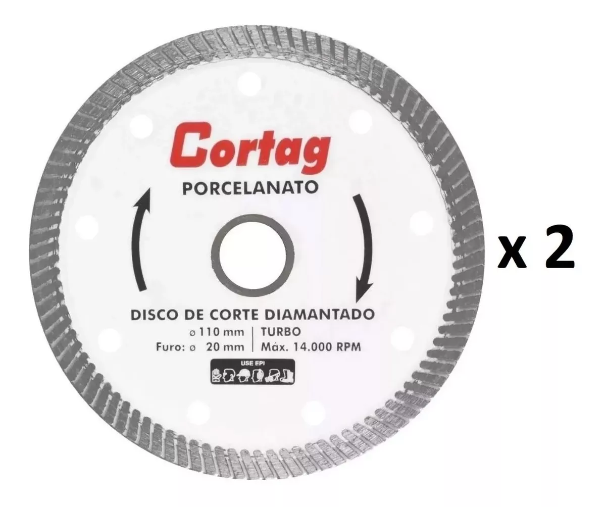 Disco Corte Diamantado Turbo 110mm Porcelanato Ceramica Kit2