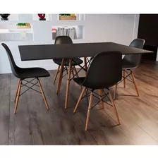 Mesa De Jantar Quadrada 90cm Com 4 Cadeiras Eiffel Eames