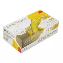 Luvas Descartáveis Antiderrapantes Unigloves Conforto Cor Amarelo Tamanho P De Látex X 100 Unidades 