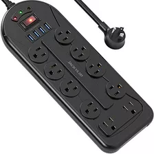 Power Strip Surge Protector 10 Ac 4 Usb Ports With 45°...