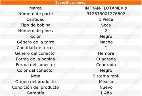 Bobina Seca Mercury Topaz V6 3.0l 92/94 Intran-flotamex Foto 2