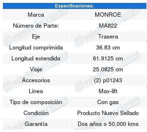 Buick Lucerne 06-11 2 Amortiguadores Max-air Max-lift Foto 2