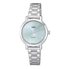 Reloj Q&q Dama Metal Plata Q893j222y Cara Turquesa Cristal Color De La Correa Plateado Color Del Bisel Plateado