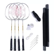 Kit Quadra Badminton Yonex Com 4 Raquetes Rede E 2 Petecas 