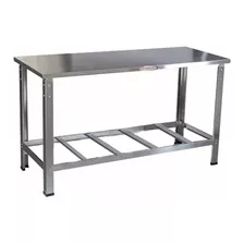 Mesa Aço Inox 1,80 X 0,70 Com Prateleira Total Em Inox