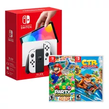 Nintendo Switch Oled Blanco + Mario Party Superstar + Ctr