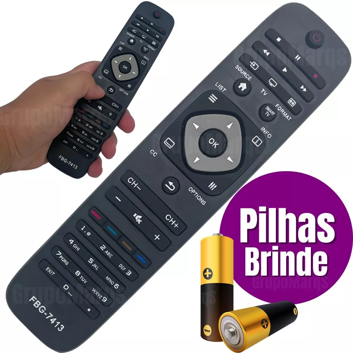 Controle Remoto Para Smart Tv Philips Universal + Pilhas