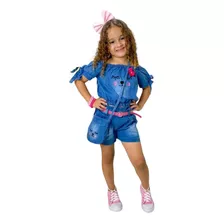 Conjunto Mini Diva Jeans Com Bolsinha Blogueirinha Verão 