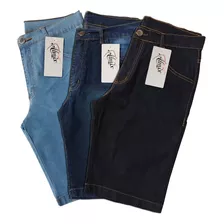 Kit 3 Bermudas Jeans Masculina Com Lycra.