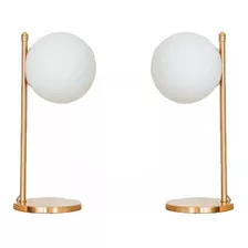 Set X2 Lampara De Mesa Bronce Opal 1 Luz Apto Led