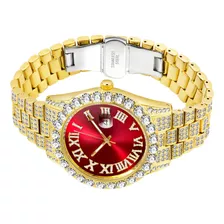 Reloj De Cuarzo Para Hombre, Oro 18k Y Diamante Brillante