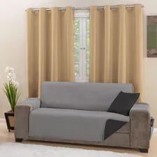 Manta Para Sofa Retratil Grande Impermeavel Com Porta Objeto Cor Cinza/preto Liso