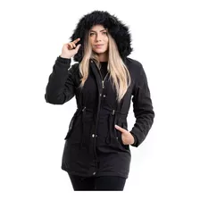 Sobretudo Jaqueta Parka Forrada Feminina Plus Size Inverno