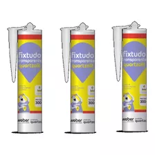 3un Cola Adesivo Fixtudo Branco Quartzolit 300g Profissional