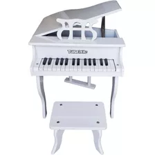 Piano De Cauda Infantil 30 Teclas Turbinho Branco Com Banco