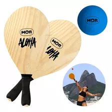 Juego De Tenis Paletas Aloha De Madera Mor Color Beige