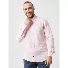 Camisa Dobby Regular Tommy Hilfiger Rosa