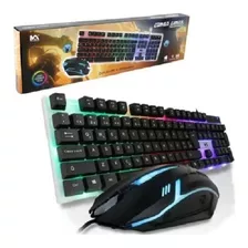 Kit Teclado Gamer Usb Led Rgb Max Midia Cor Do Teclado Preto