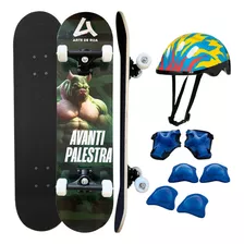 Skate Completo Montado Para Crianças Até 70kg + Kit Proteção